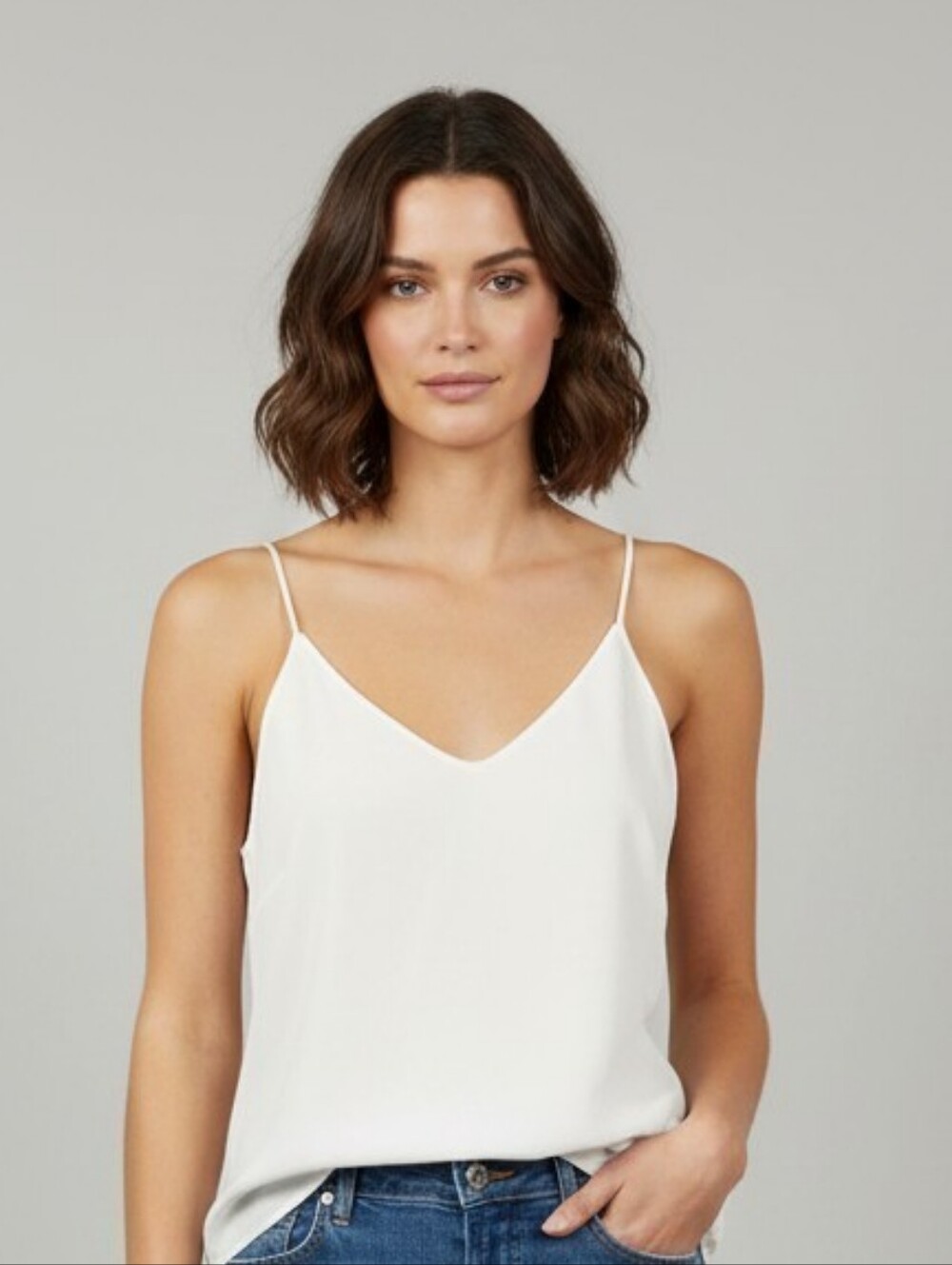Banana Republic White V-Neck Spaghetti Strap Camisole
